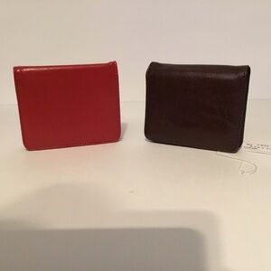Red or Dark Brown Faux Leather Wallet with approximately 12 Slots
